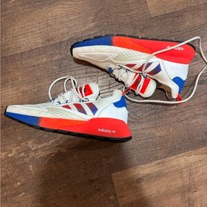Adidas 2k boost j women’s White, Red, and Blue Sneakers